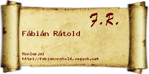 Fábián Rátold névjegykártya